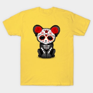 Red Day of the Dead Sugar Skull Panther Cub T-Shirt